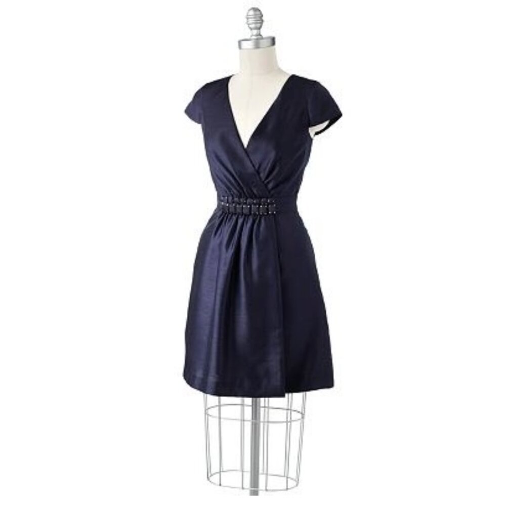NWT Just Taylor Women's Navy Blue Jewel Surplice Cocktail Dress Sz 14 - Picture 3 of 9